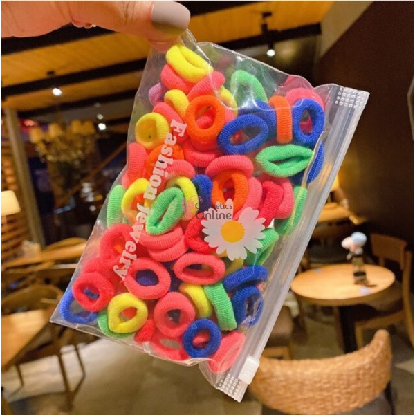 Elastice pentru codite Cod EL42CC, set 100 bucati Neon mixt